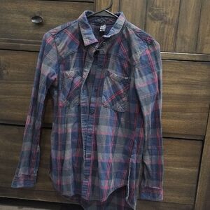 Fox Men's Casual Plaid Shirt - Red and Blue